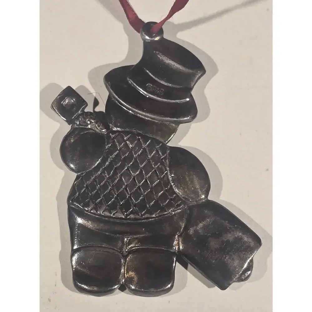 1999 Snowman with shovel Christmas Ornament Metal Holiday Decoration